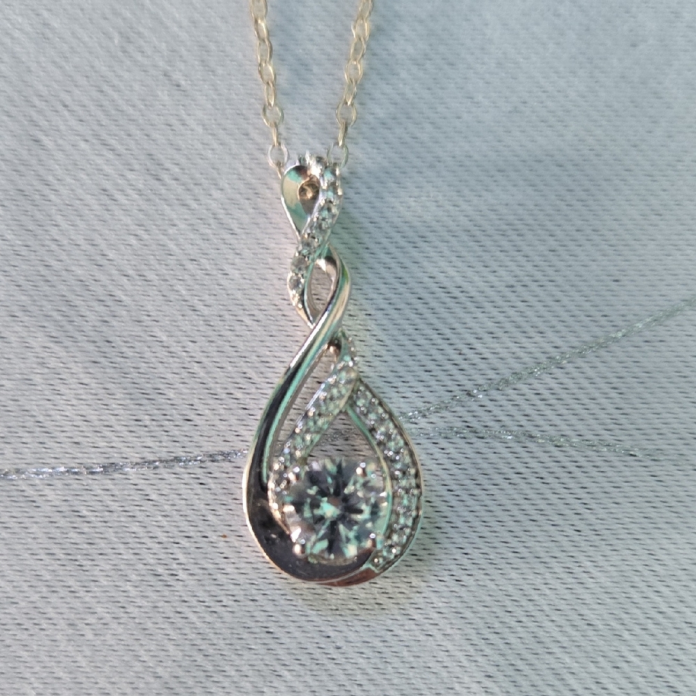 Zales sterling silver lab-created white sapphire necklace